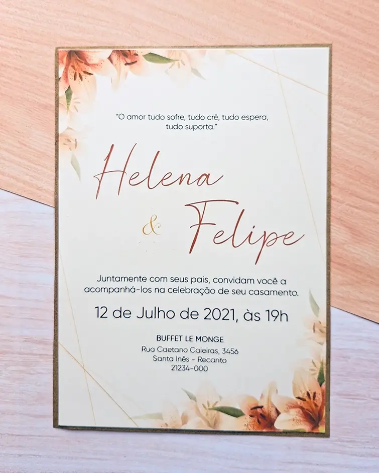 Convite Casamento Floral Kraft
