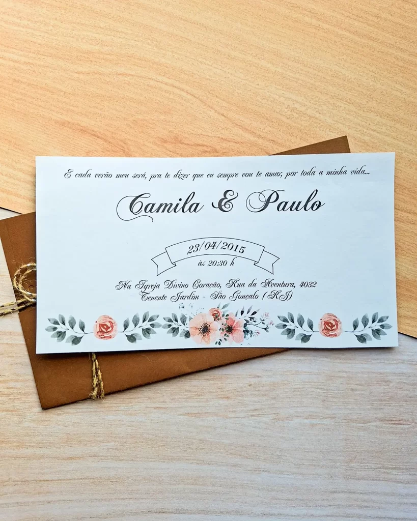 Convite Casamento Marrom e Dourado
