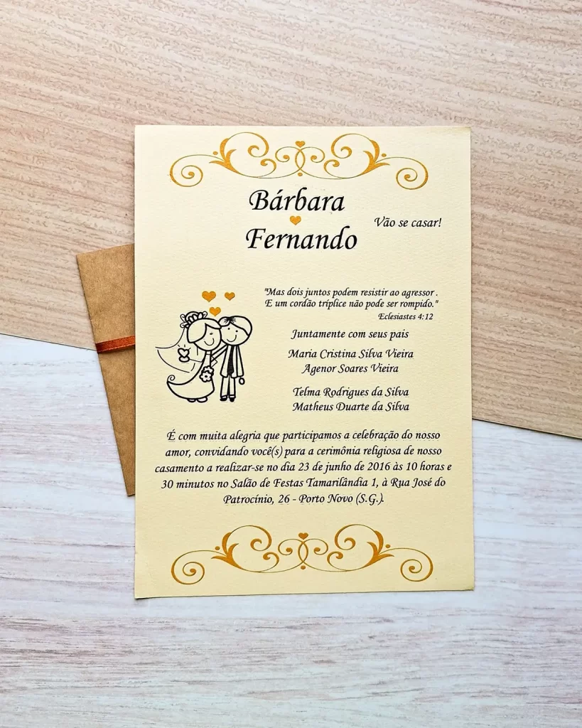 Convite de Bodas ou Casamento Estilo Rústico