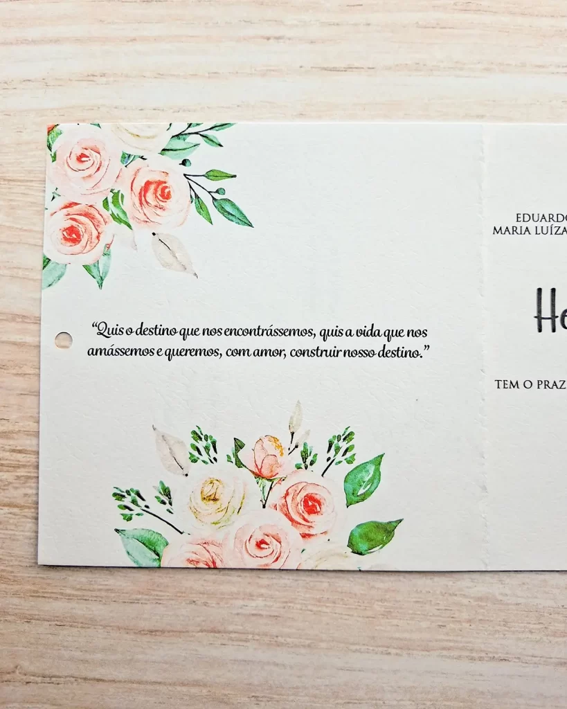 Convite de Casamento Quadrado Floral