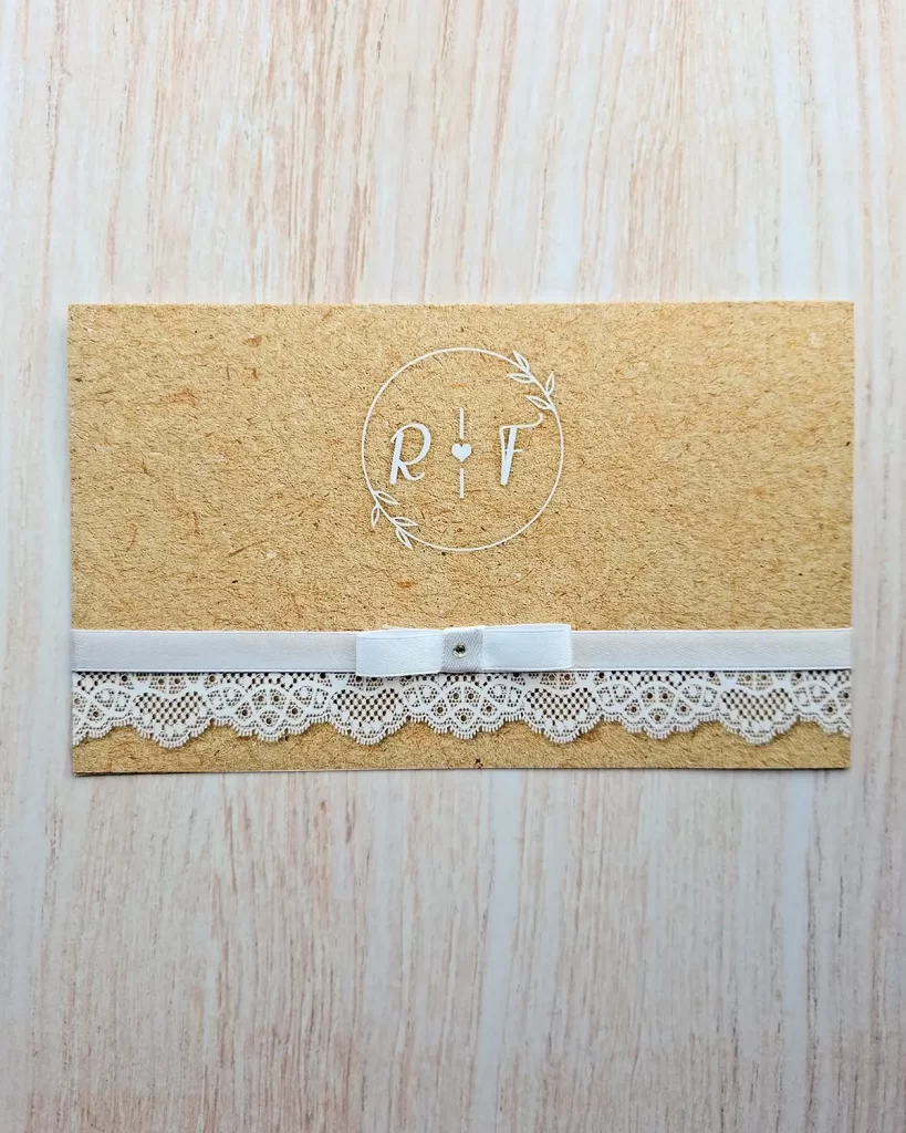 Convite de Casamento com Renda Kraft