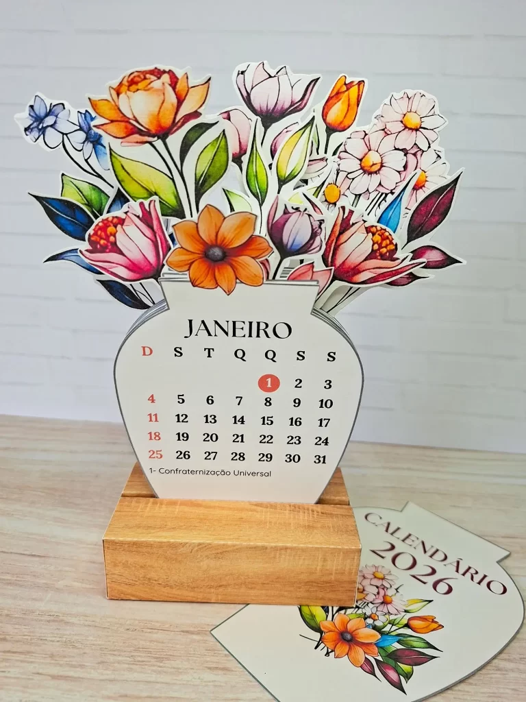 Calendário 2026 Vaso de Flores