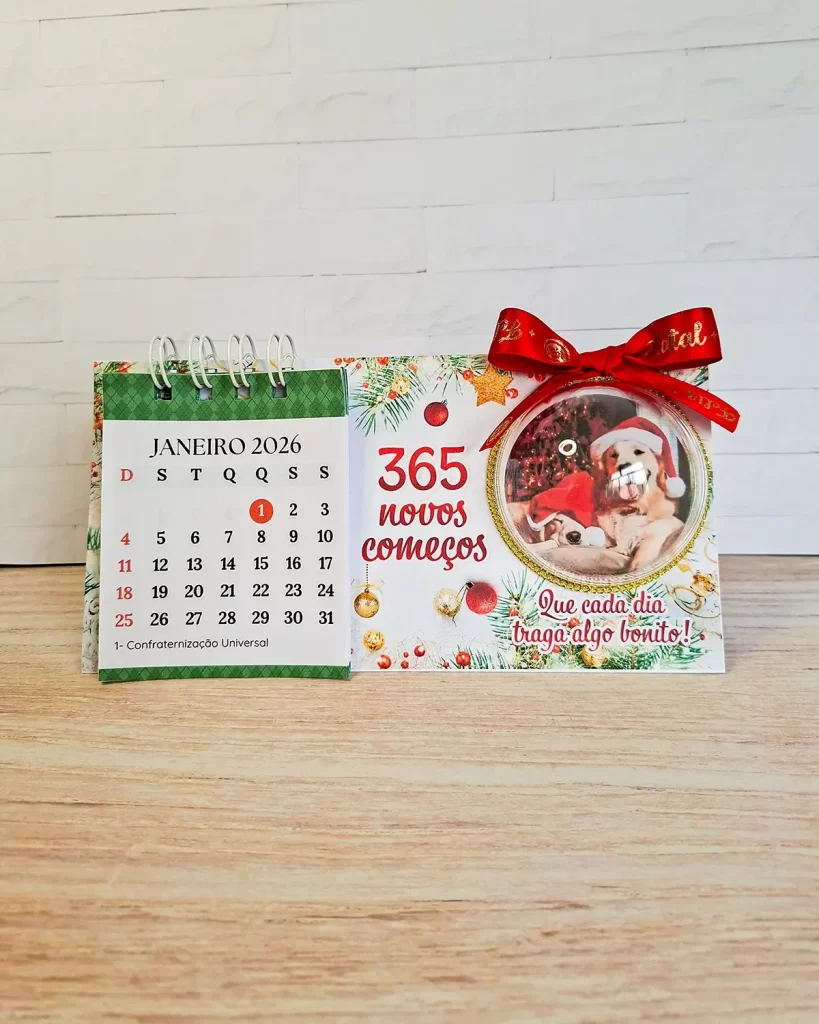 Calendário 2026 com Bola Acrílica