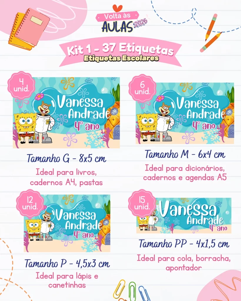 Etiqueta Escolar - Kit 1 - Volta às Aulas