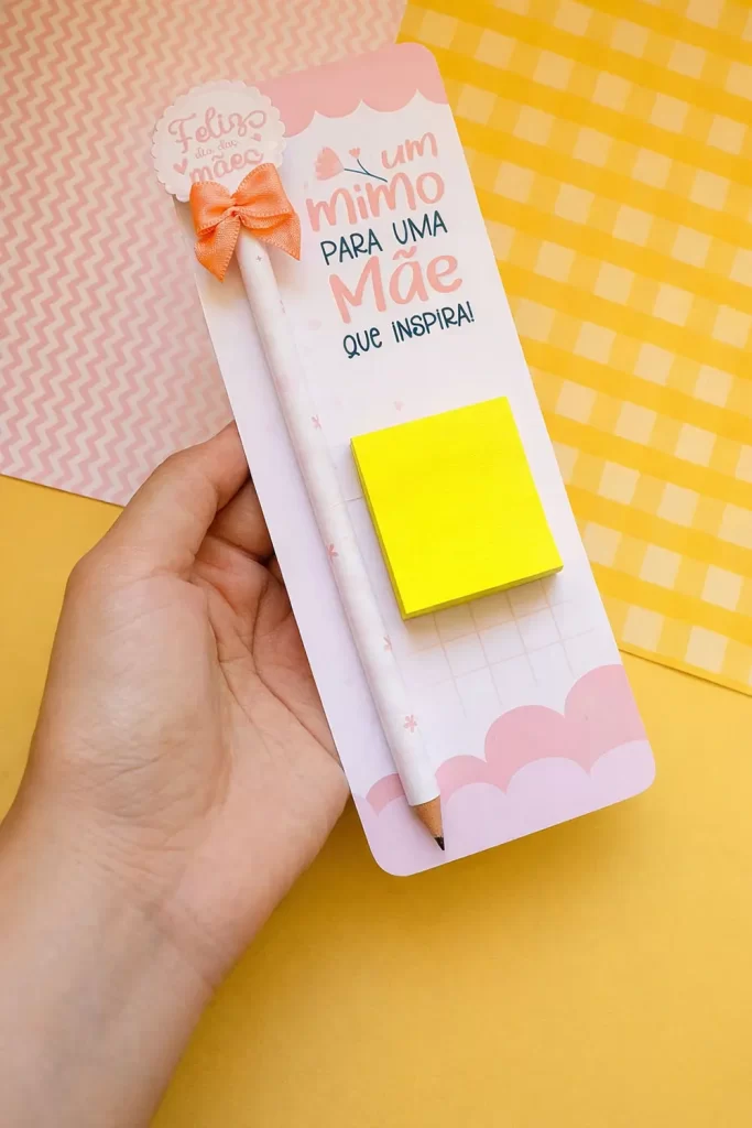 Card Lápis Decorado com Bloco de Anotações
