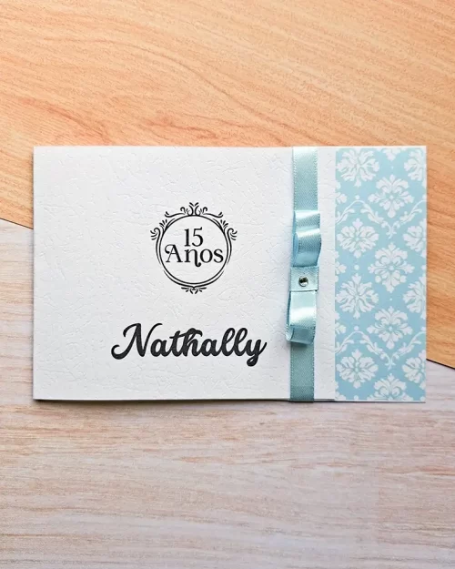Convite 15 Anos Azul com Arabesco