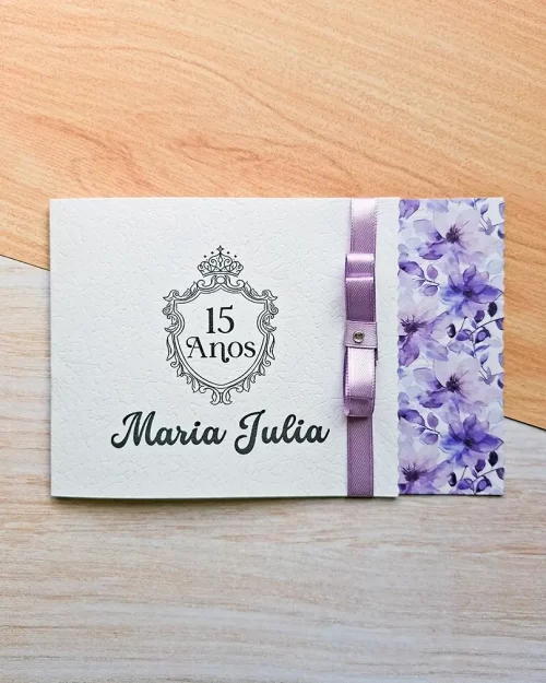 Convite 15 Anos Roxo Floral