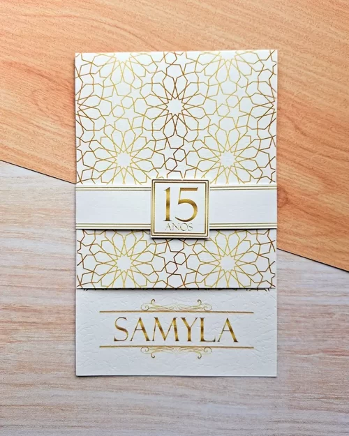 Convite 15 Anos Vertical Dourado