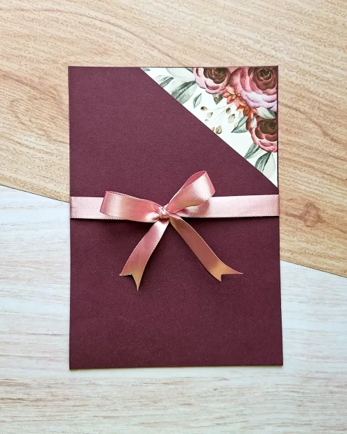 Convite Casamento Grande Floral Marsala