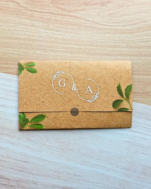 Convite Casamento Kraft com Texto Branco