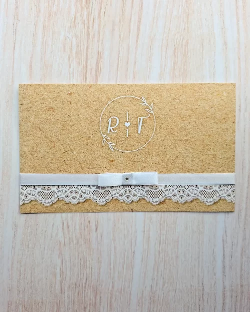 Convite de Casamento com Renda Kraft