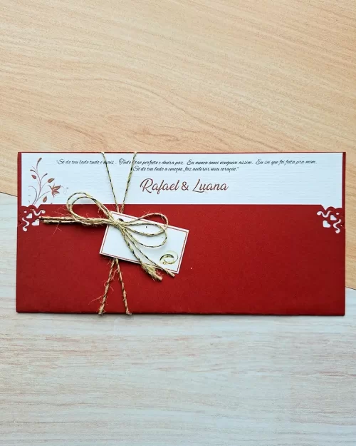 Convite Casamento Vermelho Rústico